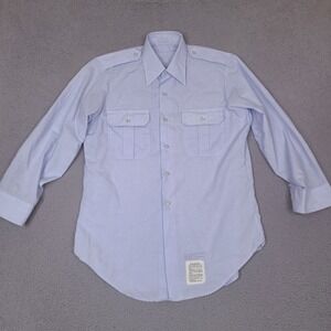 Vintage 70's US Military Shirt Mens 15.5 x 31 Blue 1550 Type IV DLA100-79-C-2859